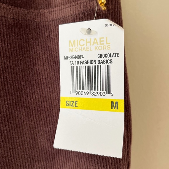 Michael Kors Sz M Chocolate Corduroy Pull On Pants Stretch Leggings Skinny - Picture 3 of 10